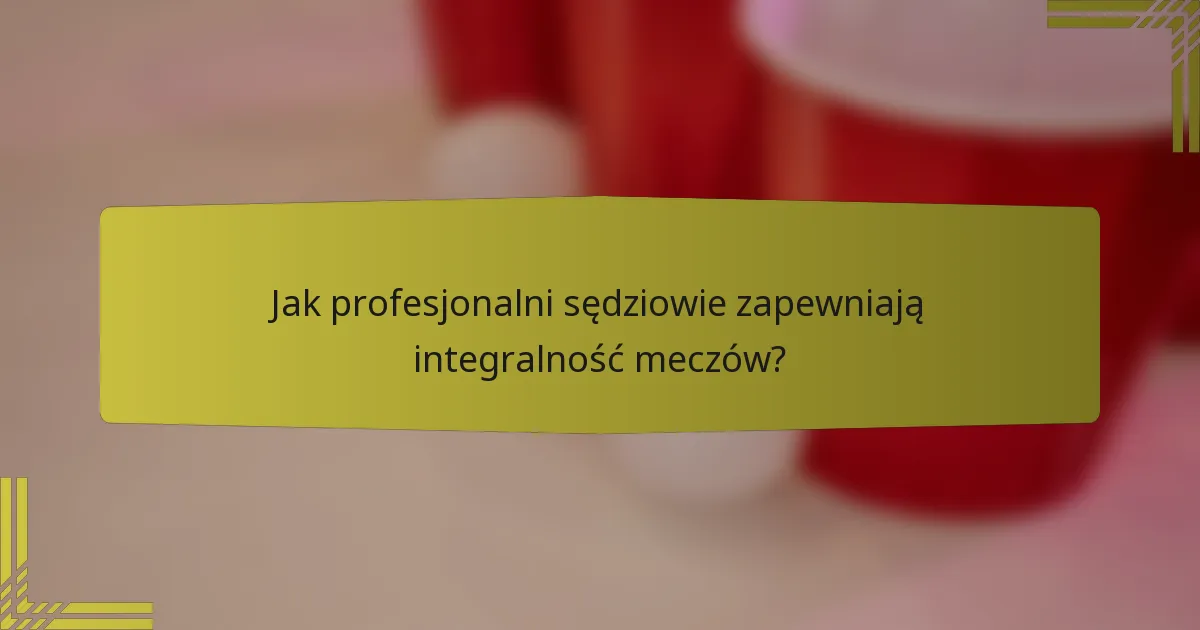 Jak profesjonalni sędziowie zapewniają integralność meczów?